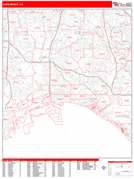 Long Beach Digital Map Red Line Style